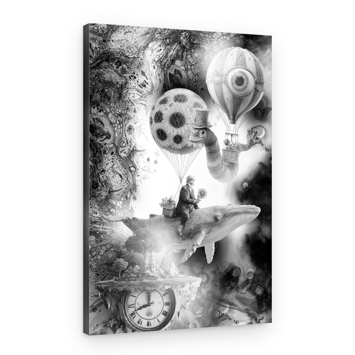 Whimsical Flying Whale Journey – Canvas Print