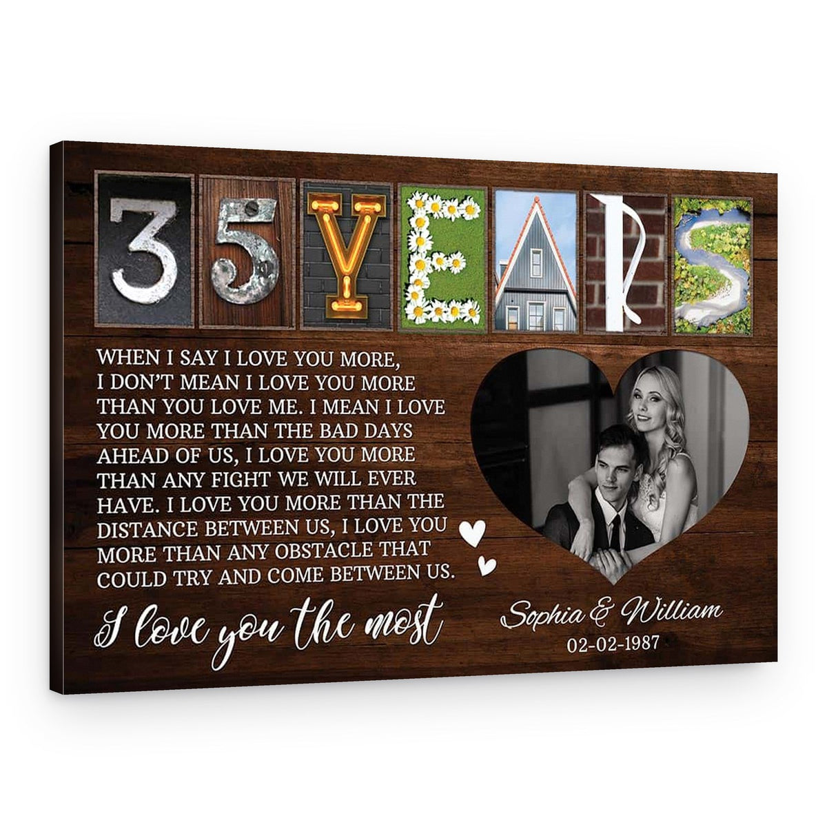 35 Years Letter Art With Photo Canvas Print – Canvas Print