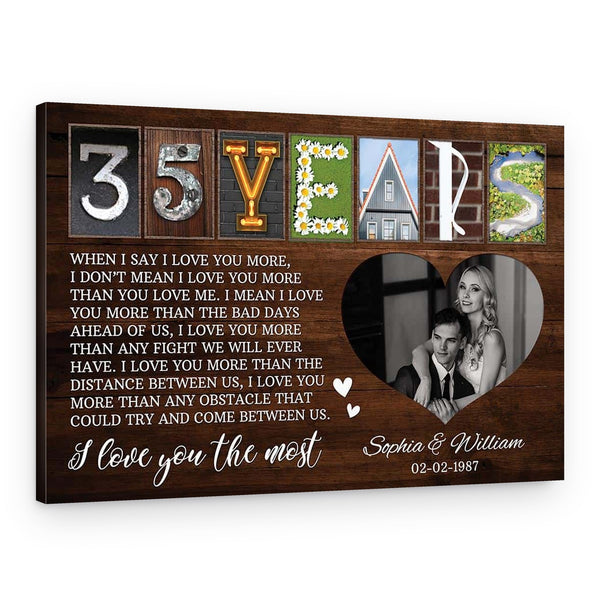 35 Years Letter Art With Photo Canvas Print
