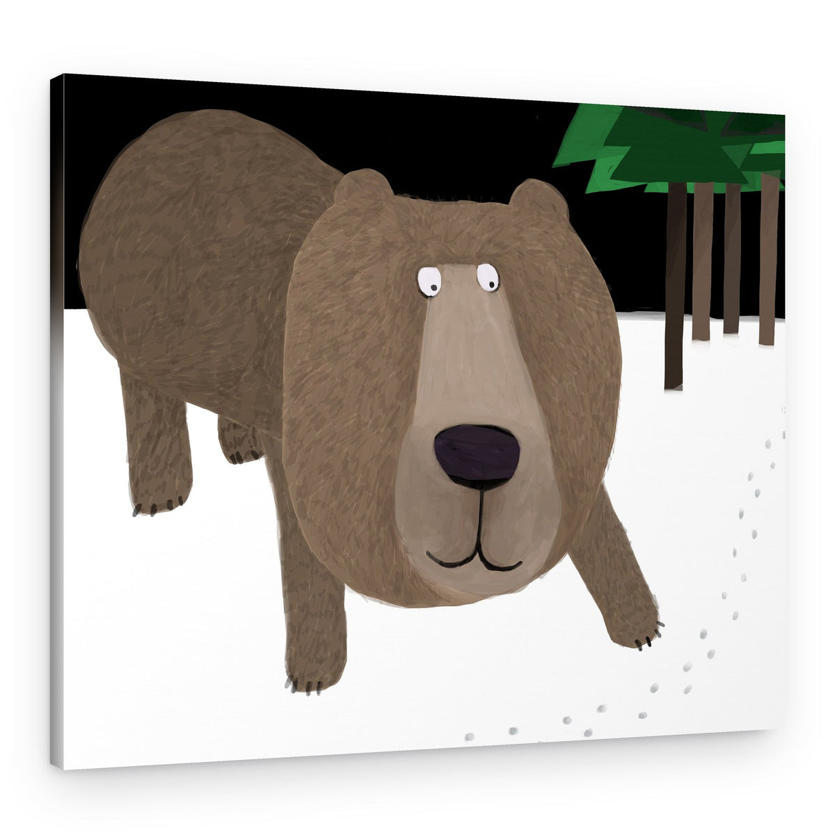 Curious Bear In Snow – Canvas Print
