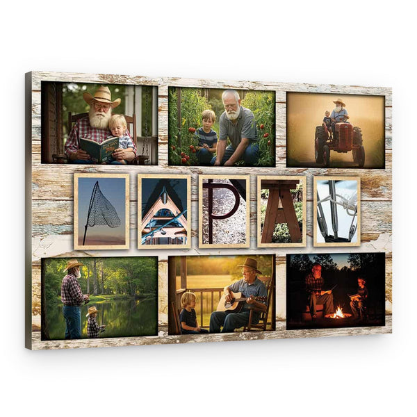 Personalized Grandpa PAW Canvas 6 Photo Gift for Father’s Day