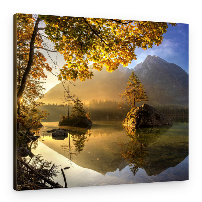 Golden Autumn Lake Reflections – Canvas Print