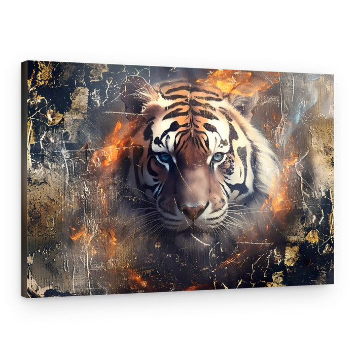 Fierce Tiger In Flames – Canvas Print
