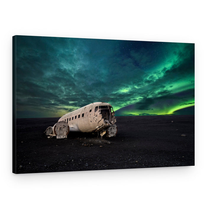 Aurora Over Plane Wreck – Canvas Print