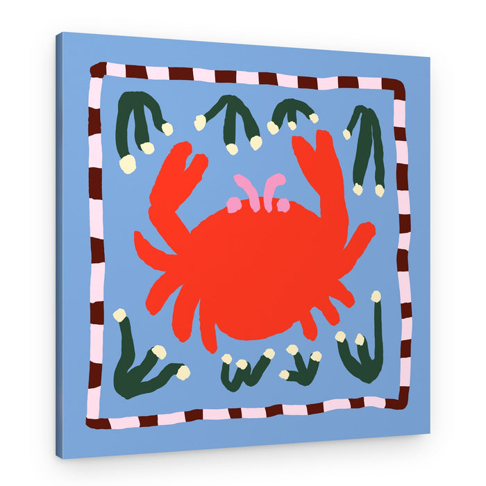 Playful Red Ocean Crab – Canvas Print