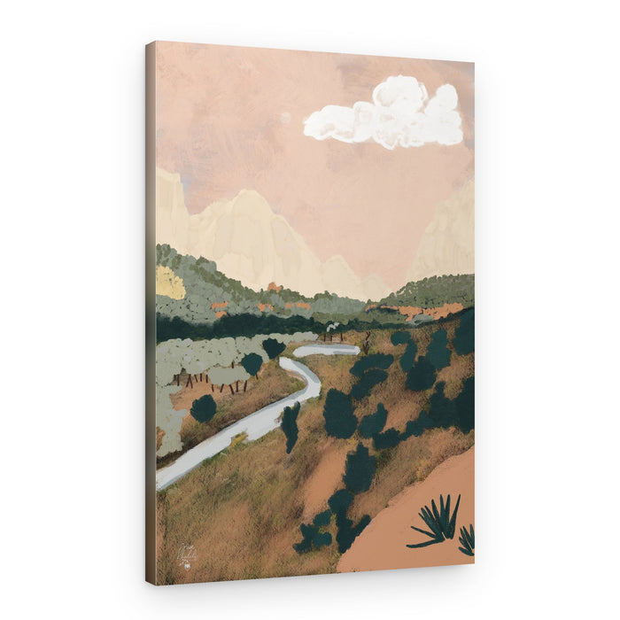 Pastel Mountain Road – Canvas Print