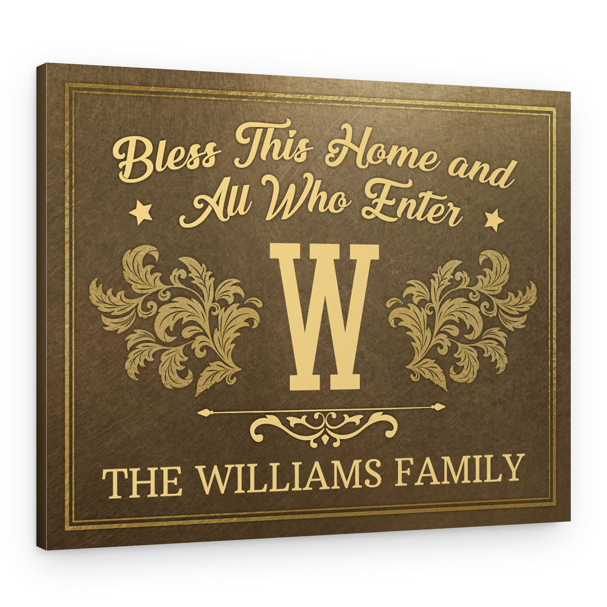 Bless This Home Personalized Bronze And Gold Canvas Print – Canvas Print