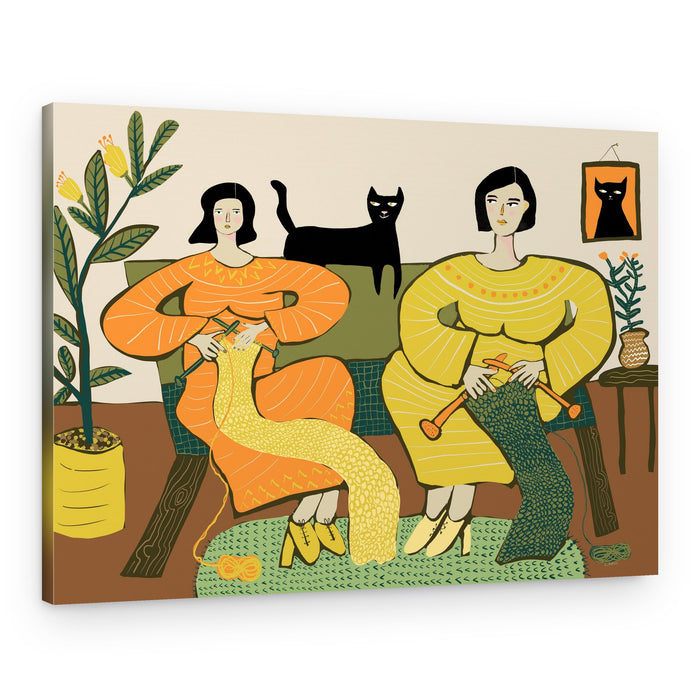 Cozy Knitting Companions – Canvas Print