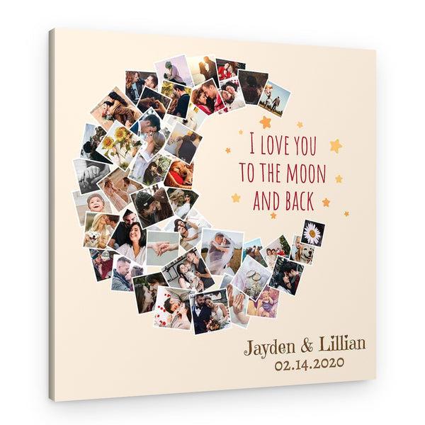 I Love You To The Moon and Back Photo Collage Canvas Print
