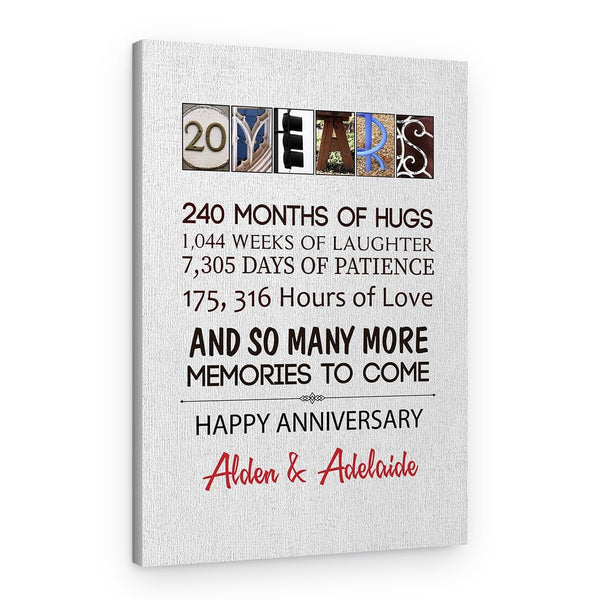 20-Year Anniversary Letter Art Canvas Print