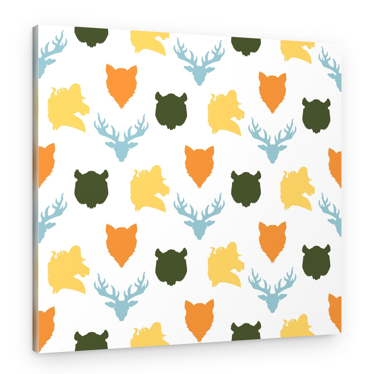 Wild Animal Heads Pattern – Canvas Print