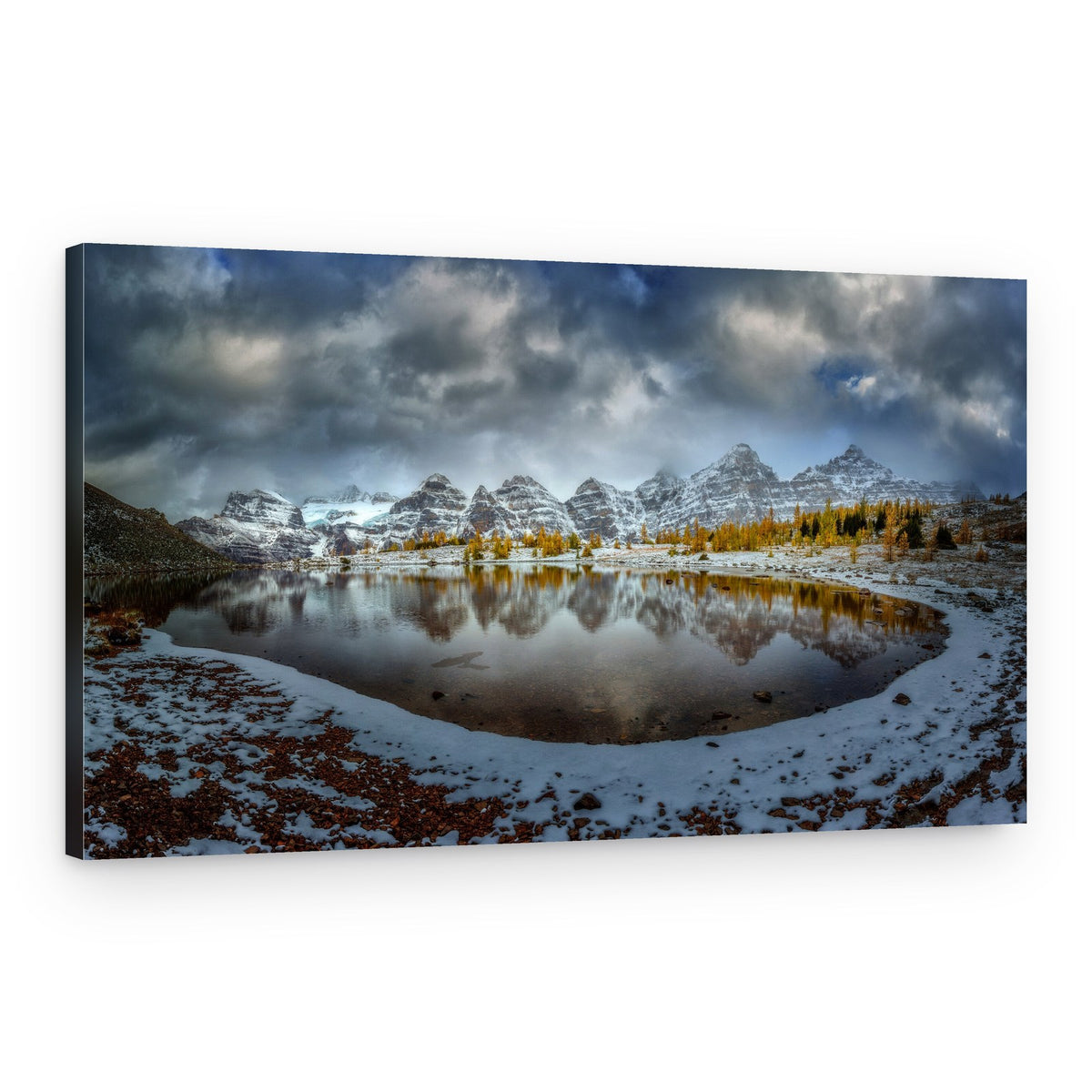Snowy Peaks Golden Reflections – Canvas Print
