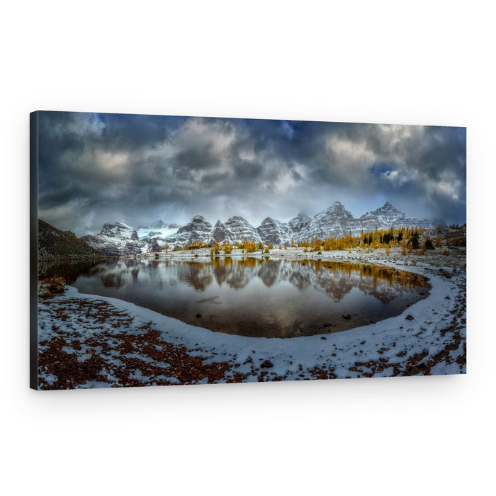 Snowy Peaks Golden Reflections – Canvas Print