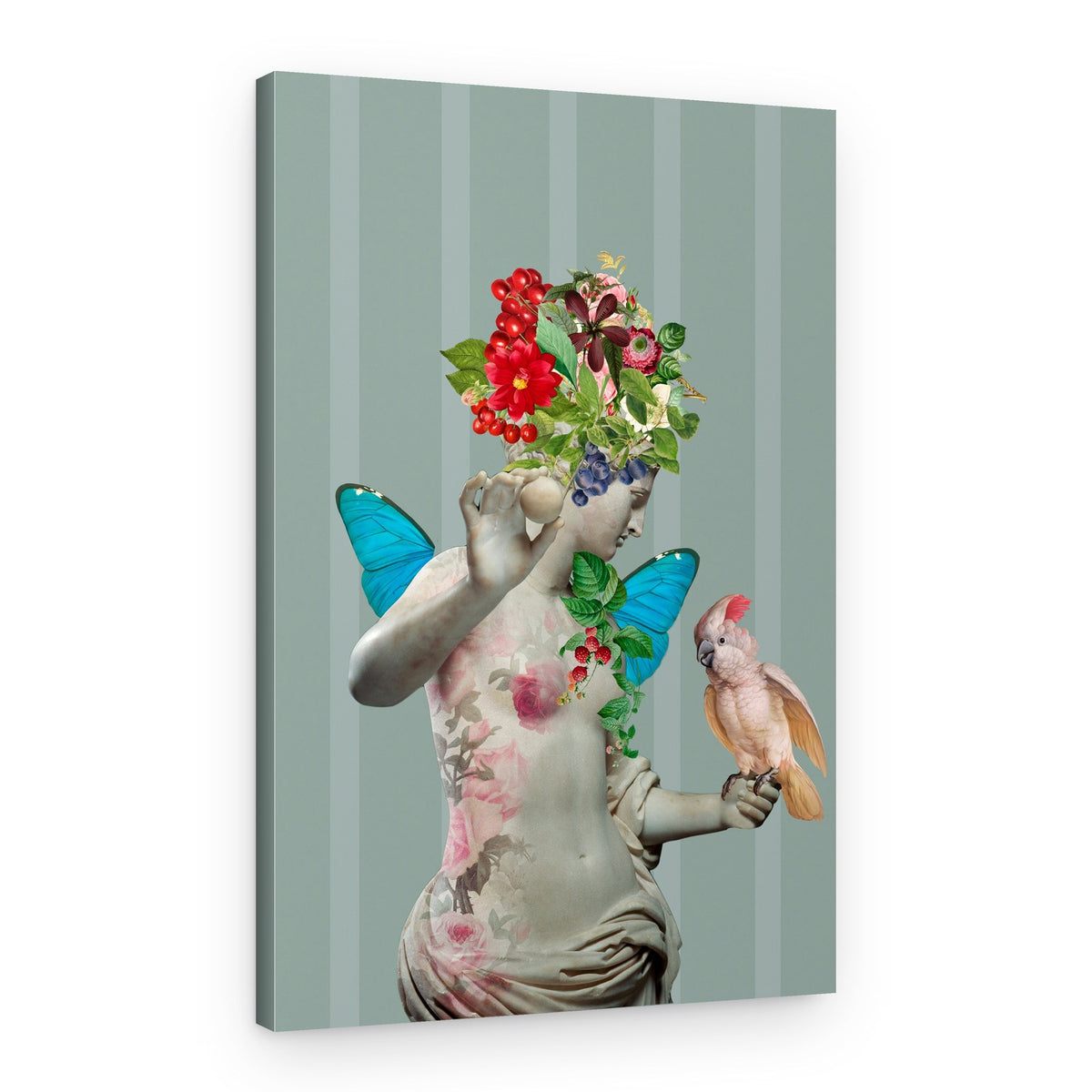 Floral Goddess and Cockatoo – Canvas Print