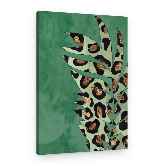 Golden Leopard Jungle Leaf – Canvas Print
