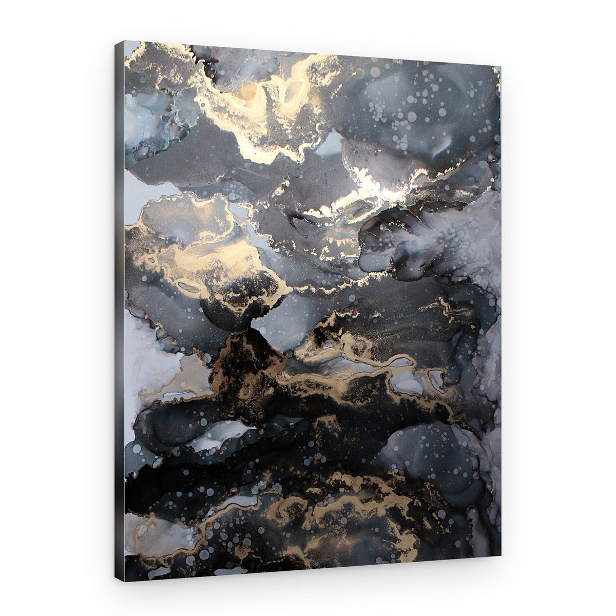 Golden Abstract Ink Flow – Canvas Print