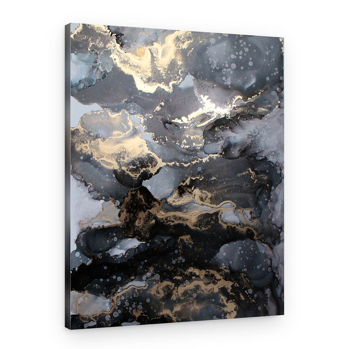 Golden Abstract Ink Flow – Canvas Print