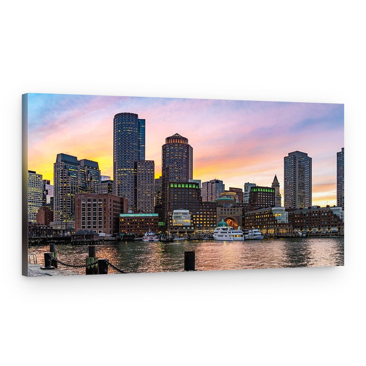 Boston, Massachusetts Skyline Canvas Wall Art – Canvas Print – Design 6