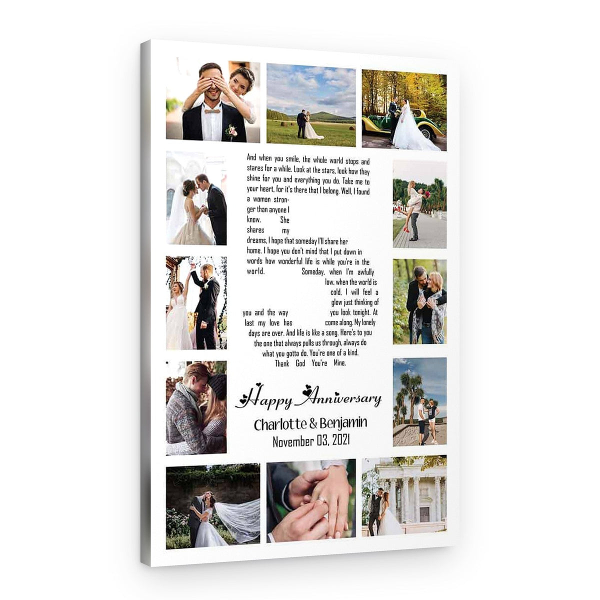 Word Art Song Lyrics 5th Anniversary Photo Collage Canvas – Canvas Print – Normal