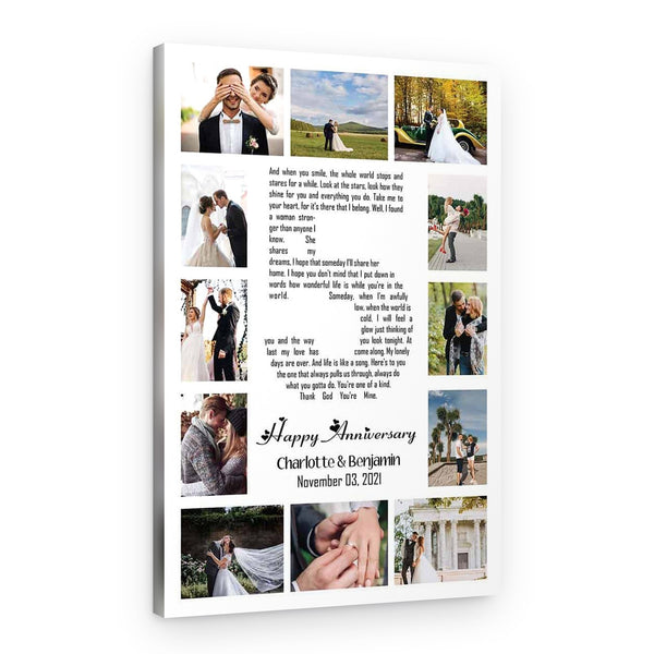 Word Art Song Lyrics 5th Anniversary Photo Collage Canvas