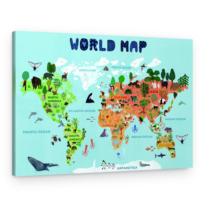World map for kids – Canvas Print