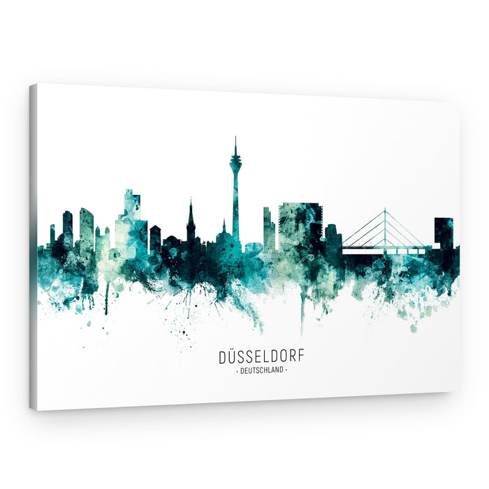 Dusseldorf Teal Skyline – Canvas Print