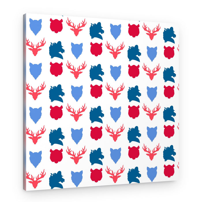 Wild Animal Heads Pattern – Canvas Print