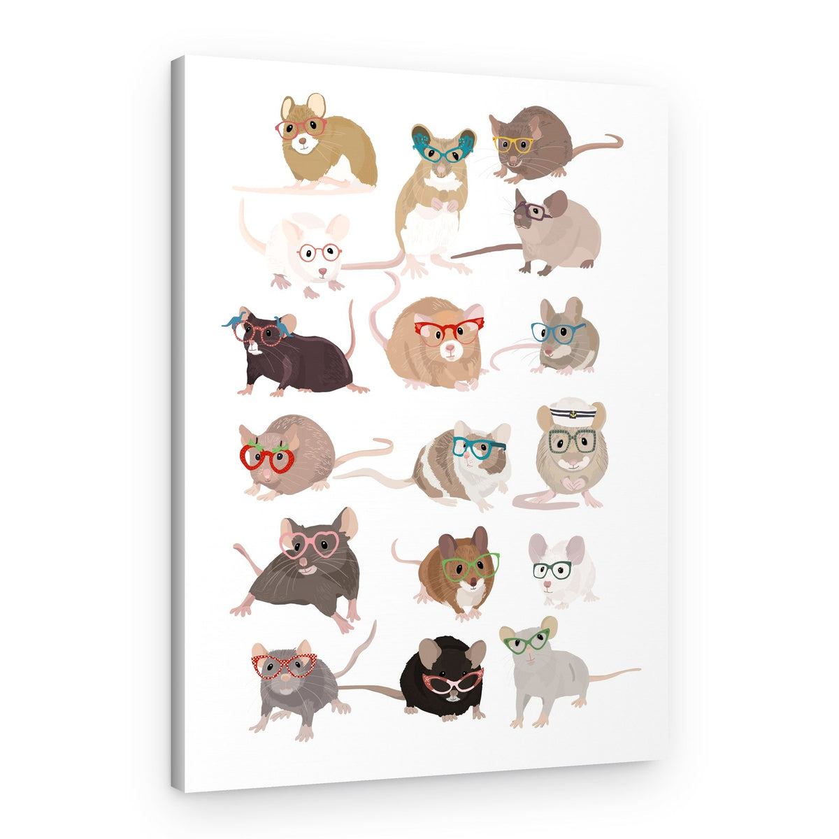 Cute Mice With Glasses – Canvas Print
