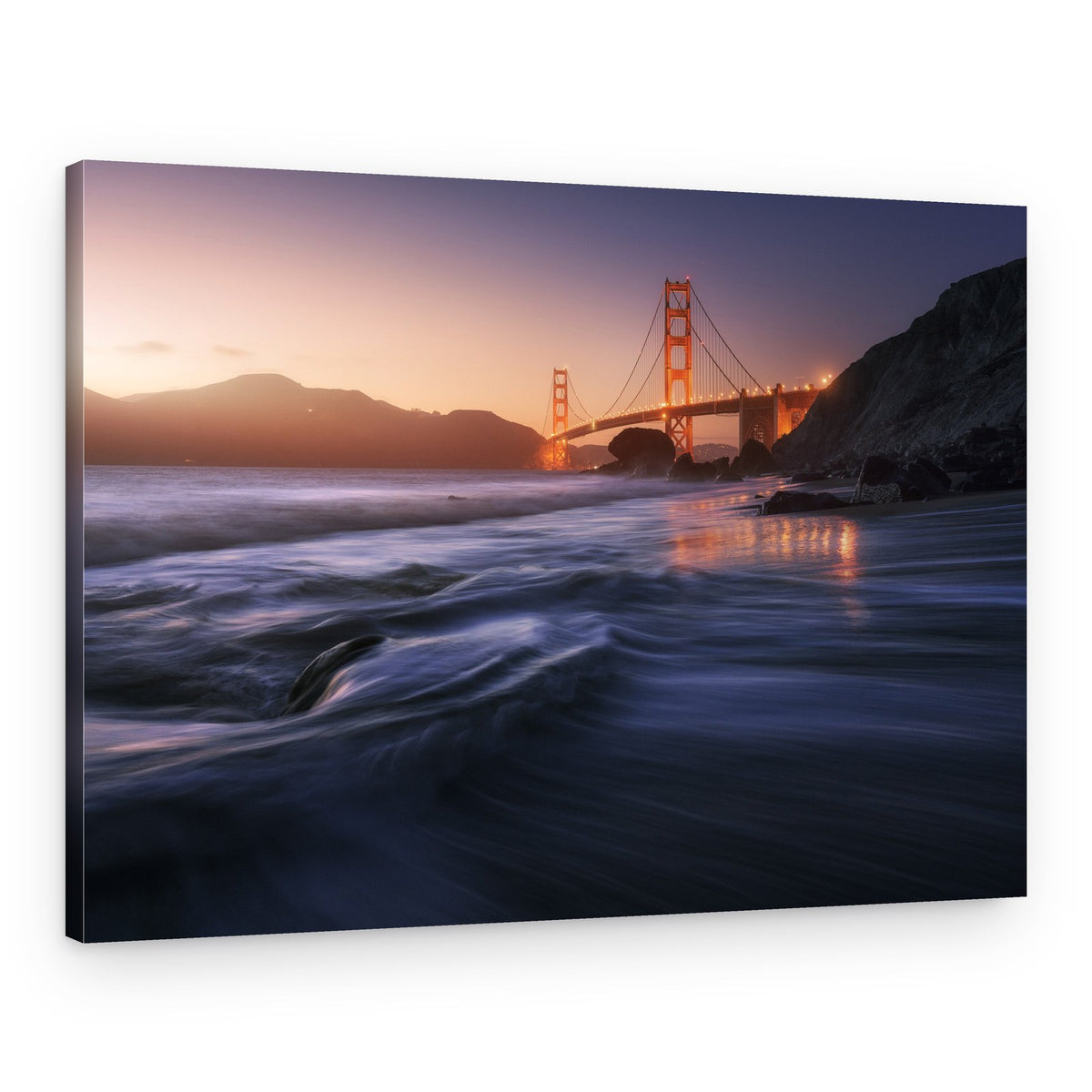 Golden Gate Evening Glow – Canvas Print