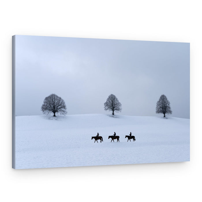 Horses In Winter Snow – Canvas Print