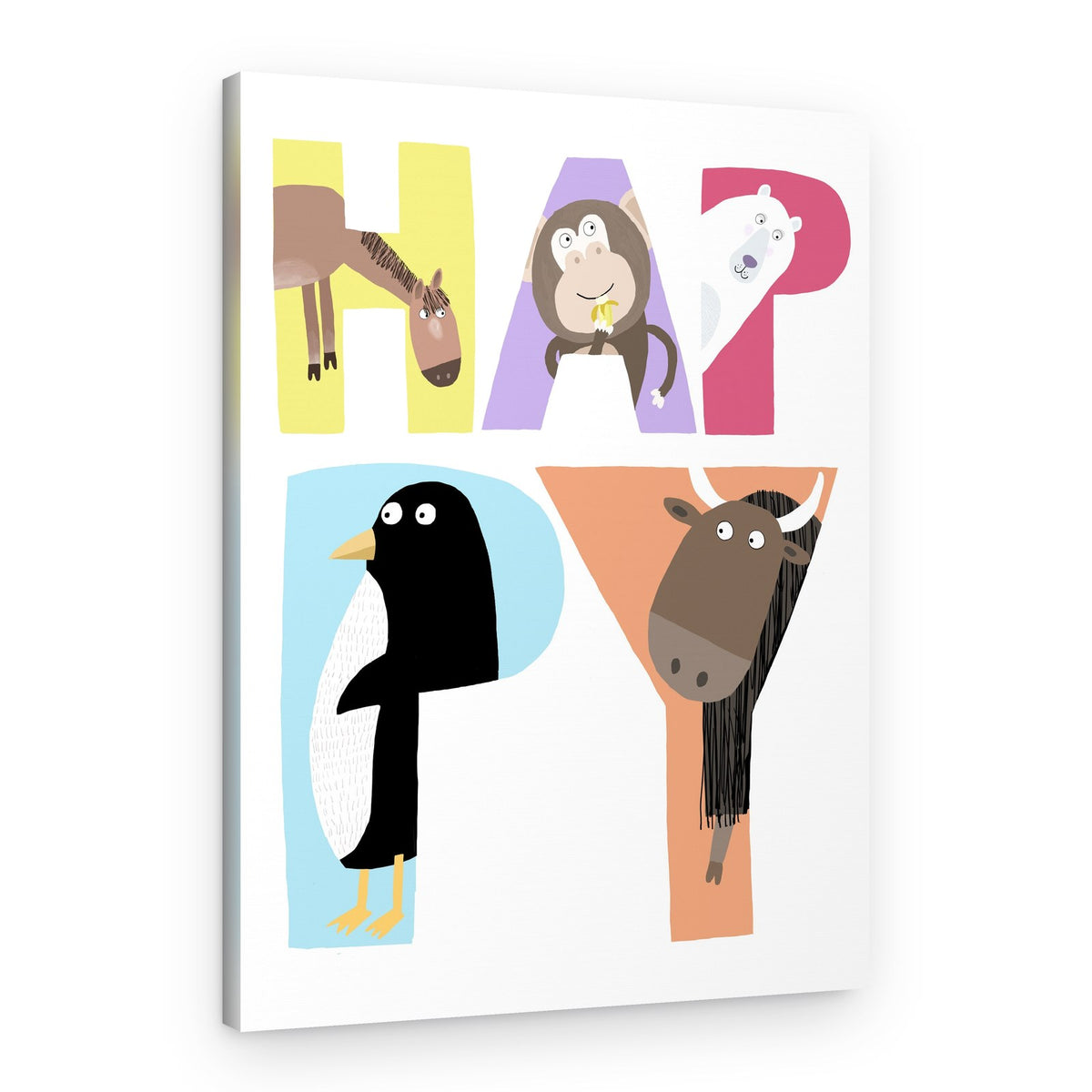Happy Animal Letters – Canvas Print