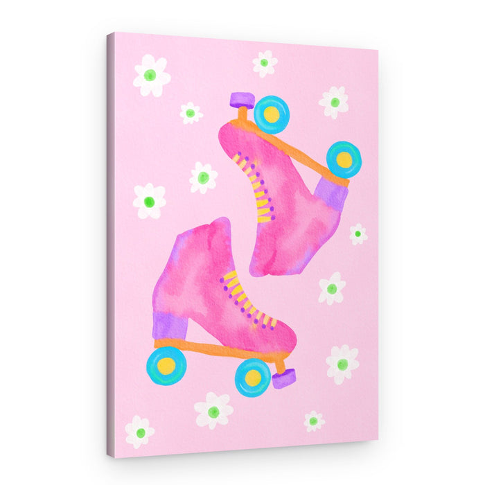 Playful Pink Roller Skates – Canvas Print
