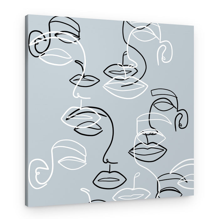 Abstract Faces Line Art – Canvas Print