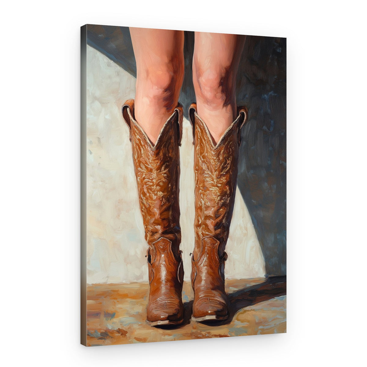 Bare Legs Cowboy Boots – Canvas Print