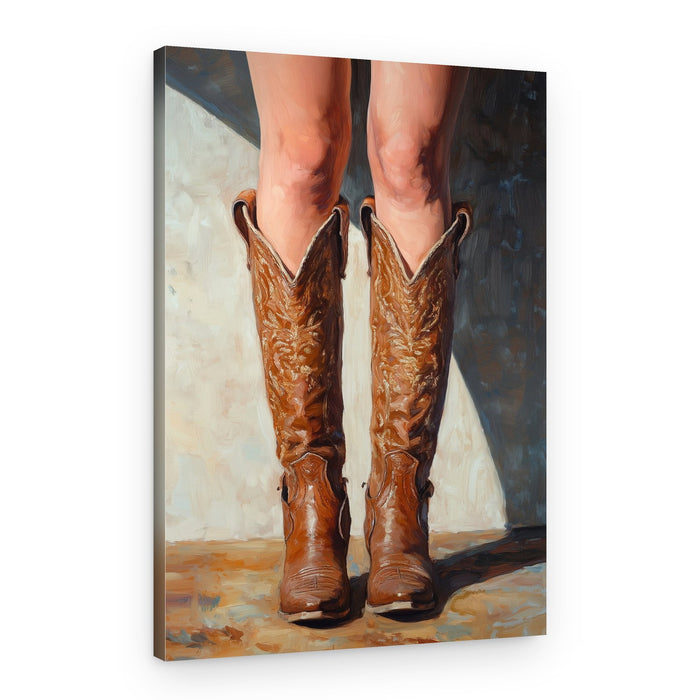 Bare Legs Cowboy Boots – Canvas Print