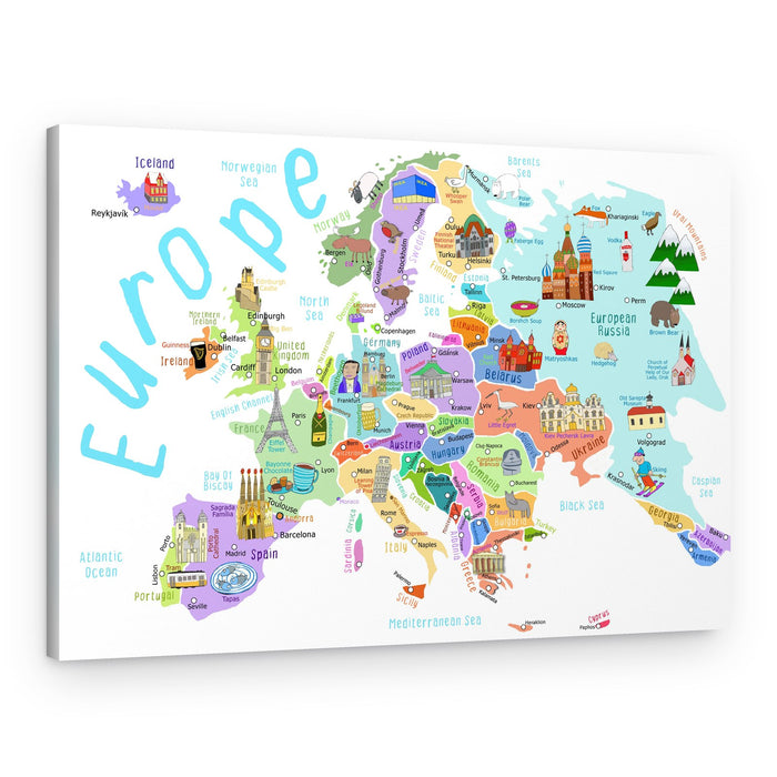 Colorful Europe Map – Canvas Print