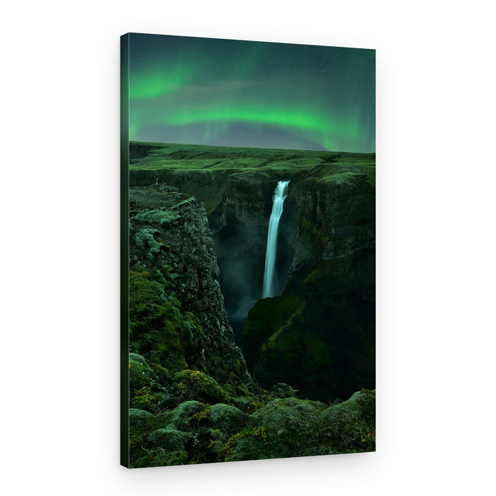 Majestic Northern Lights Waterfall – Canvas Print
