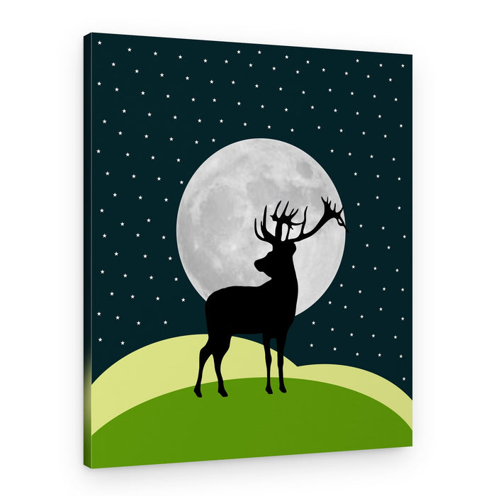 Stag Under The Moon – Canvas Print