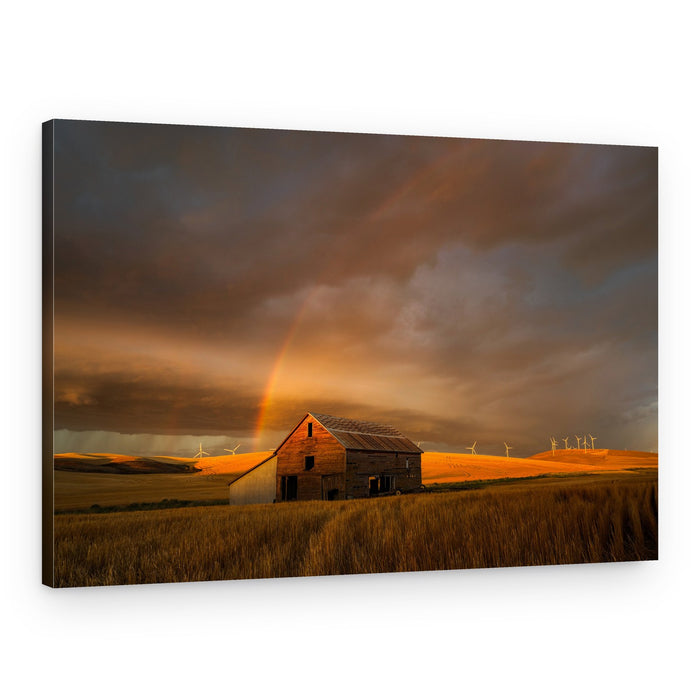 Golden Barn Rainbow – Canvas Print