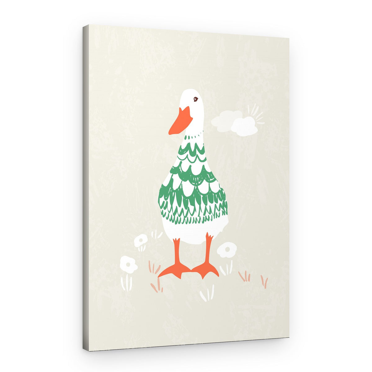 Whimsical Green Duck – Canvas Print