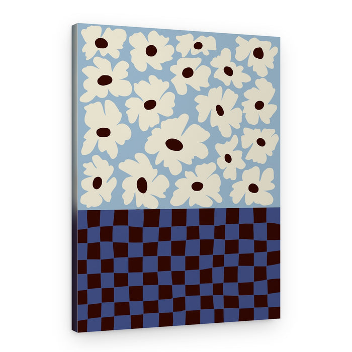 Modern Floral Checkerboard – Canvas Print