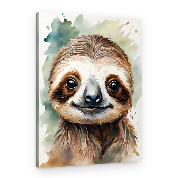 Cute Watercolor Sloth – Canvas Print