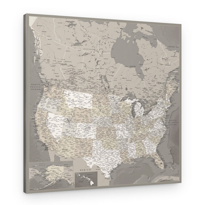 Vintage North America Map – Canvas Print