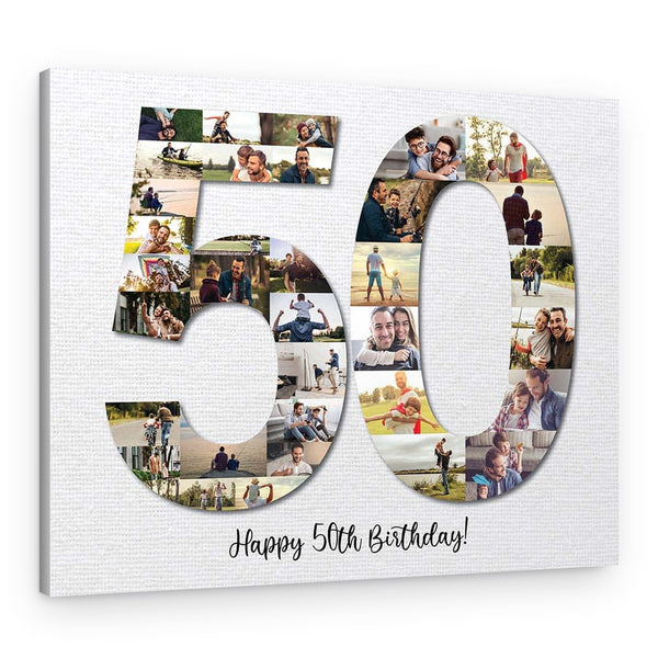 Happy 50th Birthday Photo Collage Canvas Print