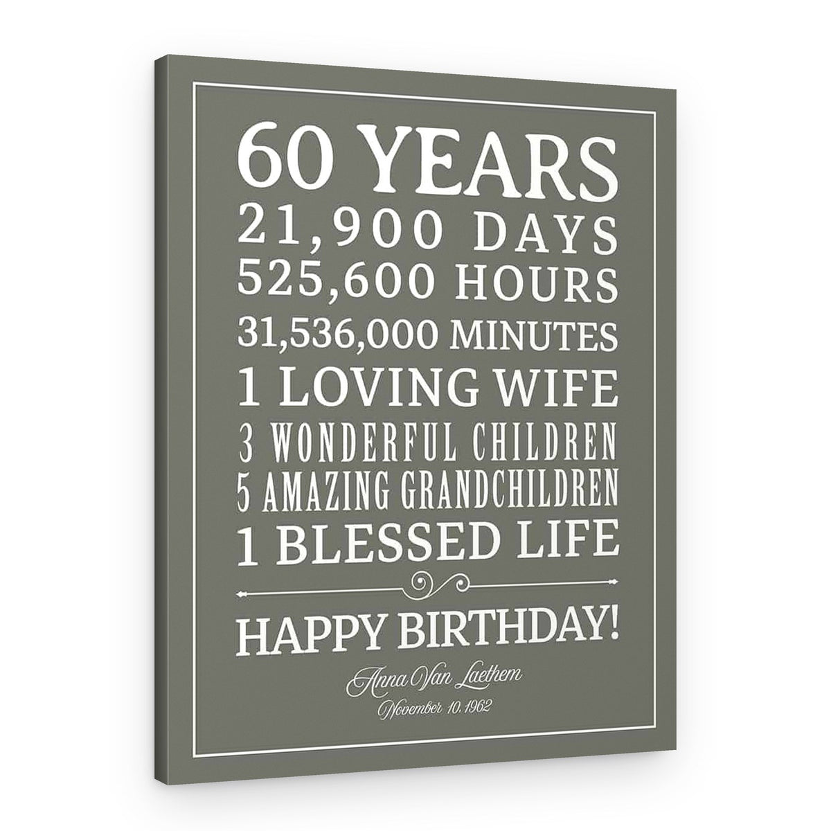 60 Years Custom Birthday Canvas Print – Canvas Print – Design A