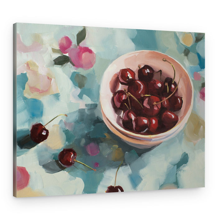 Cherries On Tablecloth – Canvas Print