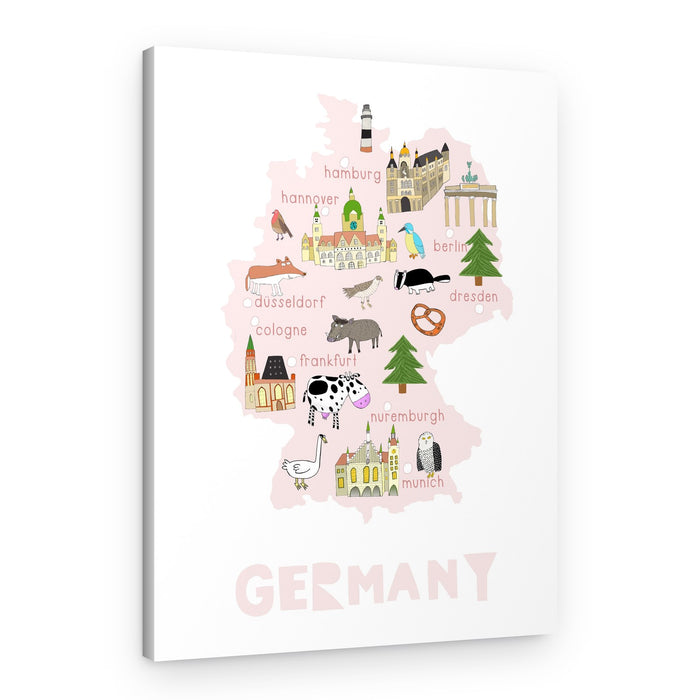 Whimsical Germany Map – Canvas Print