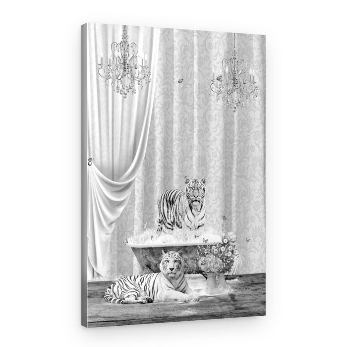 White Tigers Luxury Bath – Canvas Print