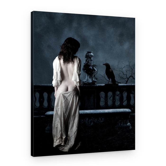 Gothic Woman Raven – Canvas Print