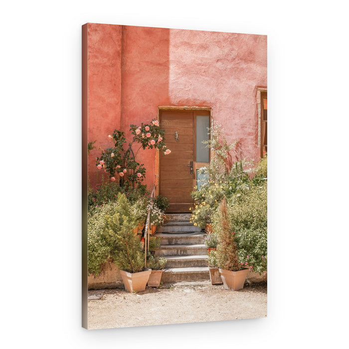 Charming Pink House Entrance – Canvas Print